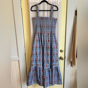 XXL NWOT Anjuli Nap Dress in Blue Floral Block Stripe